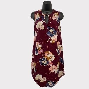 Old Navy Burgundy Floral Sleeveless V-Neck Shift Dress Size Medium